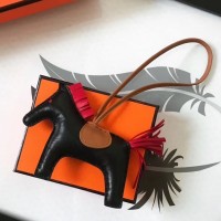 Replica Handbag Store Rodeo Horse Bag Charm In Black/Camarel/Red Leather