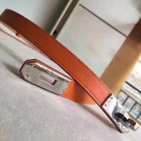 Replica Handbag Store Orange Epsom Kelly Belt With Palladium Hardware