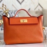 Replica Handbag Store 24/24 29 Bag In Orange Clemence Calfskin
