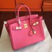 Replica Handbag Store Rose Lipstick Clemence Birkin 25cm Handmade Bag