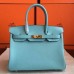 Replica Handbag Store Blue Atoll Epsom Birkin 35cm Handmade Bag