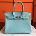 Replica Handbag Store Blue Atoll Clemence Birkin 30cm Handmade Bag