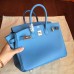 Replica Handbag Store Blue Paradiso Epsom Birkin 25cm Handmade Bag