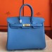 Replica Handbag Store Blue Paradiso Epsom Birkin 25cm Handmade Bag