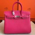 Replica Handbag Store Rose Tyrien Epsom Birkin 25cm Handmade Bag