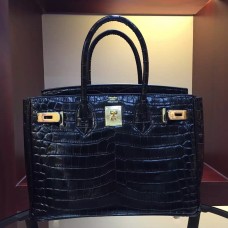 Replica Handbag Store Birkin 30cm 35cm Bag In Black Crocodile Leather
