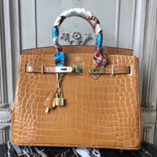 Replica Handbag Store Birkin 30cm 35cm Bag In Camarel Crocodile Leather