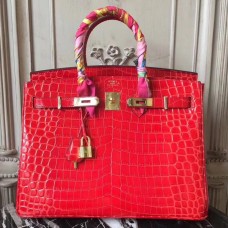 Replica Handbag Store Birkin 30cm 35cm Bag In Cherry Crocodile Leather