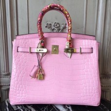 Replica Handbag Store Birkin 30cm 35cm Bag In Pink Crocodile Leather