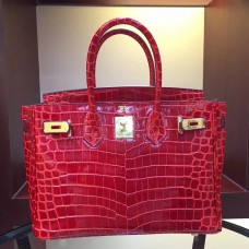 Replica Handbag Store Birkin 30cm 35cm Bag In Red Crocodile Leather