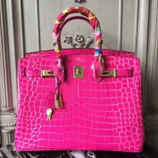 Replica Handbag Store Birkin 30cm 35cm Bag In Rose Red Crocodile Leather