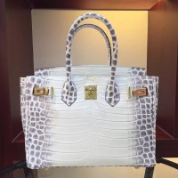 Replica Handbag Store Birkin 30cm 35cm Bag In White Crocodile Leather Replica Handbag Store Birkin 30cm 35cm Bag In White Crocodile Leather