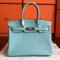 Replica Handbag Store Blue Atoll Clemence Birkin 30cm Handmade Bag