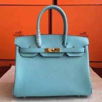 Replica Handbag Store Blue Atoll Epsom Birkin 30cm Handmade Bag