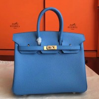 Replica Handbag Store Blue Paradiso Epsom Birkin 25cm Handmade Bag