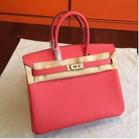 Replica Handbag Store Rose Red Epsom Birkin 25cm Handmade Bag