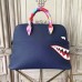 Replica Handbag Store Shark Bolide 45cm Bag In Blue Calfskin
