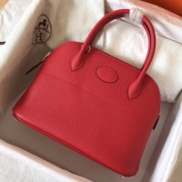 Replica Handbag Store Red Clemence Bolide 27cm Handmade Bag
