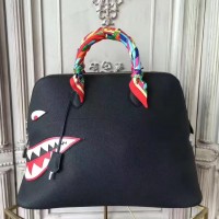 Replica Handbag Store Shark Bolide 45cm Bag In Black Calfskin