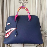 Replica Handbag Store Shark Bolide 45cm Bag In Blue Calfskin