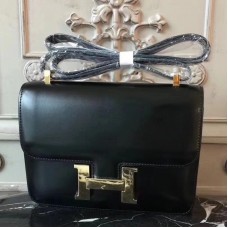 Replica Handbag Store Black Constance MM 24cm Box Leather Bag