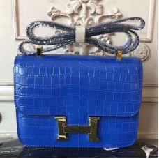 Replica Handbag Store Blue Constance MM 24cm Crocodile Bag