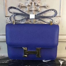 Replica Handbag Store Blue Electric Constance MM 24cm Epsom Leather Bag