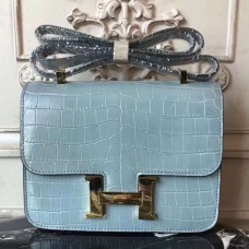 Replica Handbag Store Blue Lin Constance MM 24cm Crocodile Bag