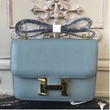Replica Handbag Store Blue Lin Constance MM 24cm Epsom Leather Bag