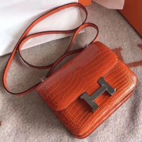 Replica Handbag Store Constance 24cm Orange Porosus Crocodile