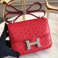 Replica Handbag Store Mini Constance 18cm Red Ostrich Leather