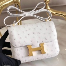 Replica Handbag Store Mini Constance 18cm White Ostrich Leather