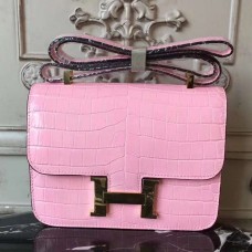 Replica Handbag Store Pink Constance MM 24cm Crocodile Bag