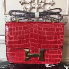 Replica Handbag Store Red Constance MM 24cm Crocodile Bag