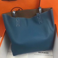 Replica Handbag Store Double Sens 45cm Tote In Blue/Etoupe Leather Replica Handbag Store Double Sens 45cm Tote In Blue/Etoupe Leather