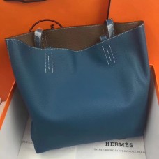 Replica Handbag Store Double Sens 45cm Tote In Blue/Etoupe Leather