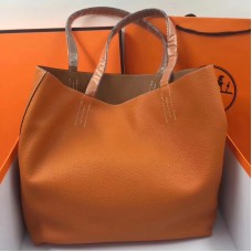 Replica Handbag Store Double Sens 45cm Tote In Orange/Brown Leather