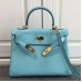 Replica Handbag Store Kelly Ghillies 28cm In Light Blue Swift Leather
