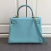 Replica Handbag Store Kelly Ghillies 28cm In Light Blue Swift Leather