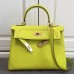 Replica Handbag Store Kelly Ghillies 28cm In Yellow Swift Leather