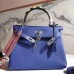 Replica Handbag Store Blue Kelly 28cm Bag With Zigzag Handle