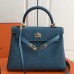 Replica Handbag Store Blue Jean Clemence Kelly 25cm GHW Bag