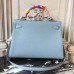 Replica Handbag Store Blue Lin Clemence Kelly 32cm Retourne Bag