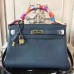 Replica Handbag Store Navy Blue Clemence Kelly 32cm Retourne Bag