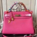 Replica Handbag Store Rose Red Clemence Kelly 32cm Retourne Bag