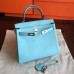 Replica Handbag Store Blue Atoll Clemence Kelly 25cm Retourne Handmade Bag