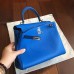 Replica Handbag Store Blue Clemence Kelly 25cm Retourne Handmade Bag