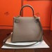 Replica Handbag Store Grey Clemence Kelly 25cm Retourne Handmade Bag