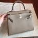Replica Handbag Store Grey Swift Kelly 25cm Retourne Handmade Bag