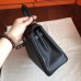 Replica Handbag Store Black Swift Kelly 25cm Retourne Handmade Bag